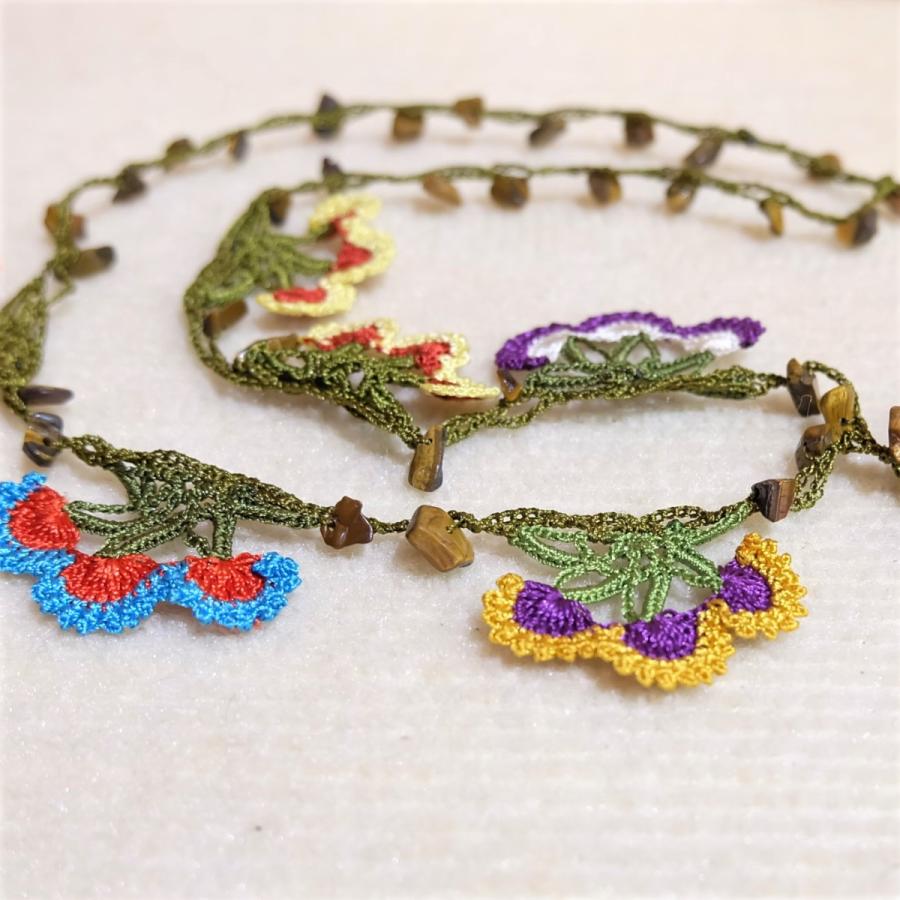 トルコ雑貨 トウーオヤネックレス ハンドメイド 小花 カラフル 軽い