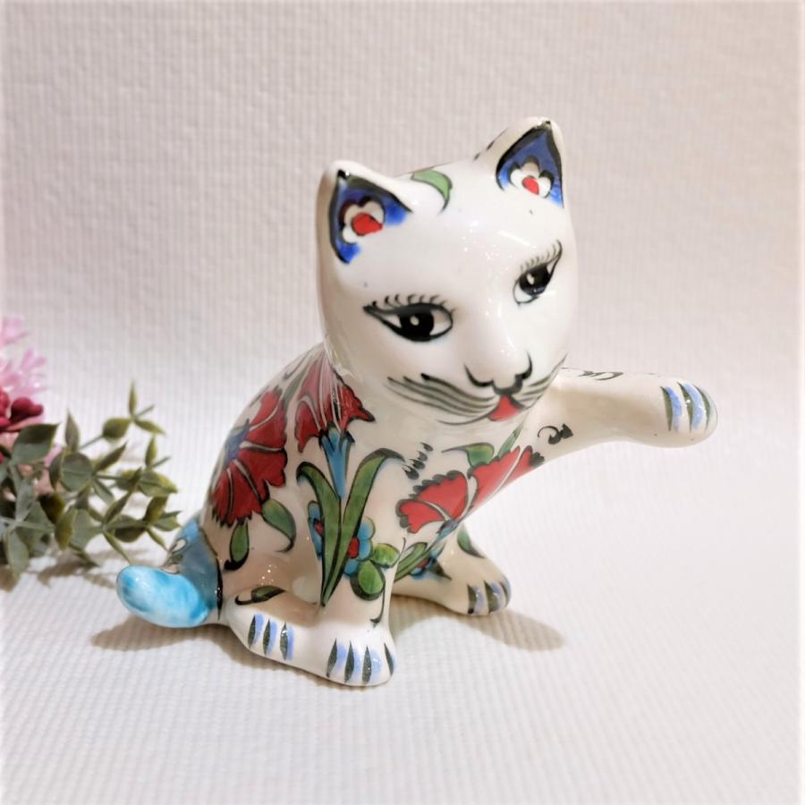 トルコ雑貨 トルコ陶器 キュタフア陶器 動物 猫 カーネーション トルコ雑貨 トルコ陶器 キュタフア陶器 動物 猫 カーネーション