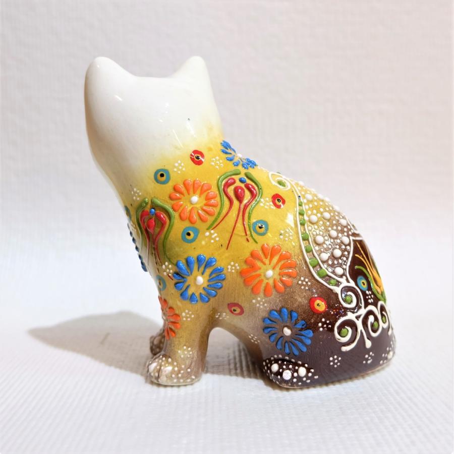 トルコ雑貨 トルコ陶器 キュタフア陶器 動物 猫 手描き 可愛い