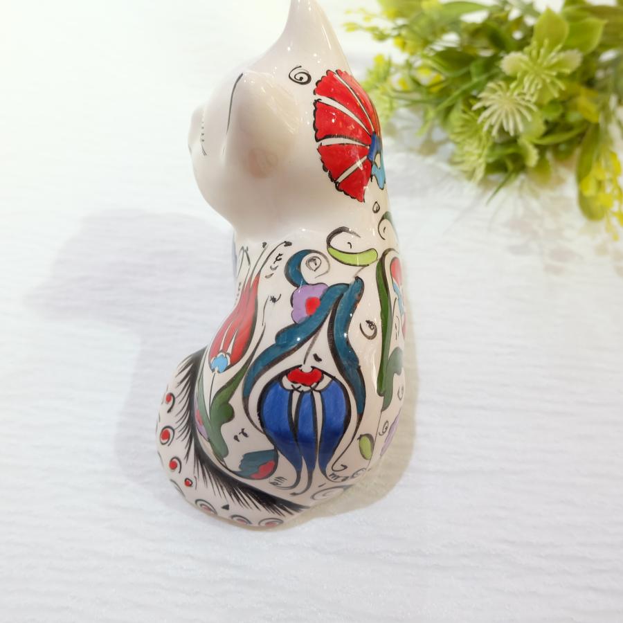 トルコ雑貨 トルコ陶器 キュタフア陶器 動物 猫 手描き 可愛い