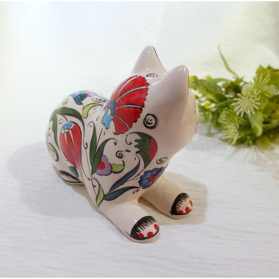 トルコ雑貨 トルコ陶器 キュタフア陶器 動物 猫 手描き 可愛い