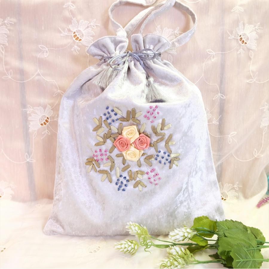 トルコ雑貨 刺繍 ハンドメイド 可愛い バッグインバッグ 手提げ袋 巾着  