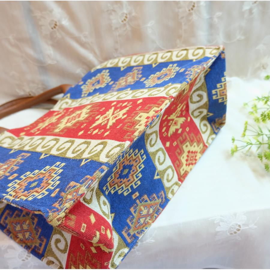 トルコ雑貨 キリム柄バック ハンドメイド 内ポケットアリ 織物