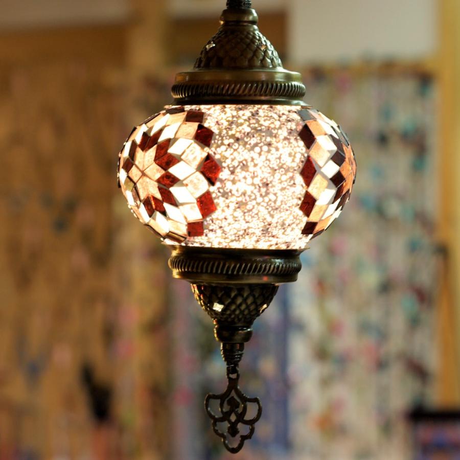 トルコ雑貨☆モザイクランプ 吊るし型 トルコランプ クラックガラス
