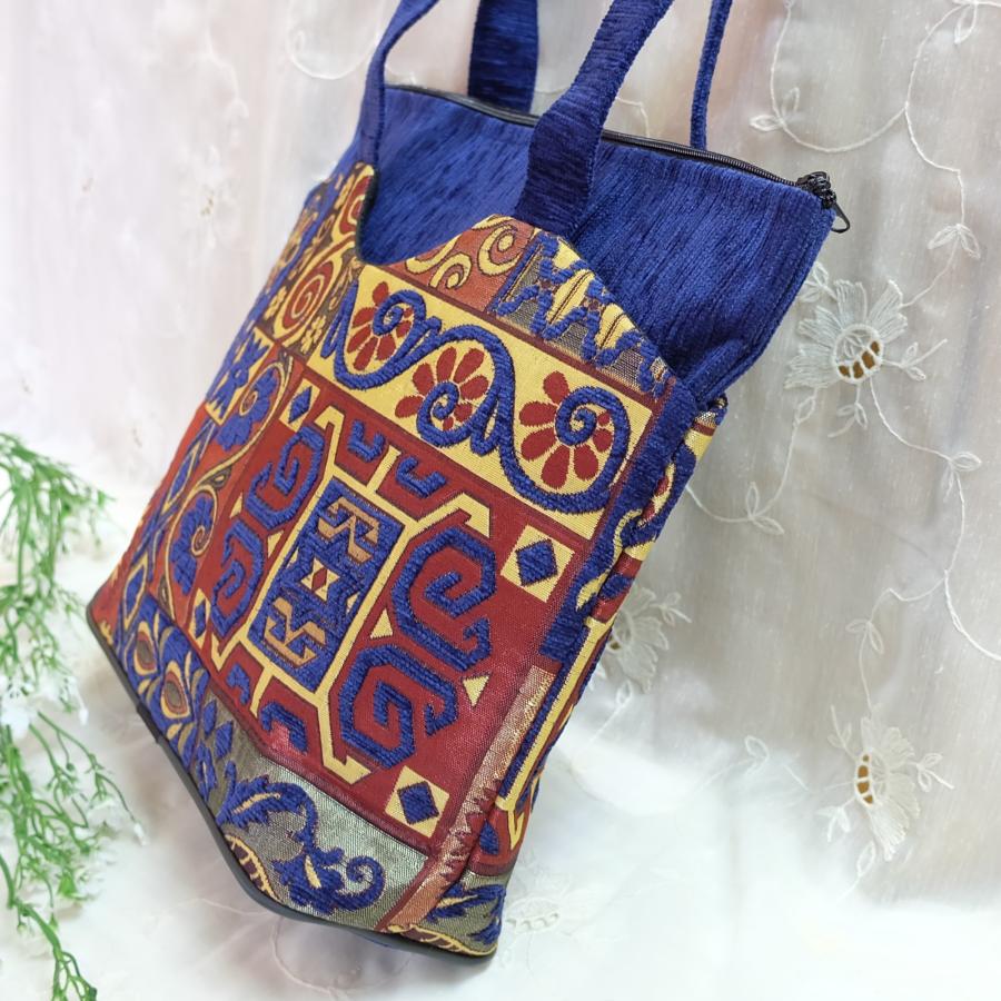 トルコ雑貨 両面ポケット ショルダーバッグ トートバッグ 軽い キリム