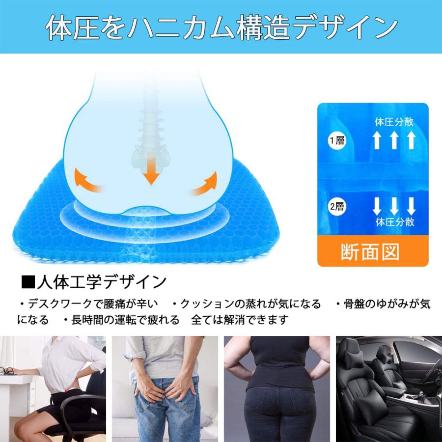 ジェルクッション 座布団 2枚 セット 最新モデル TPE素材 ゲル