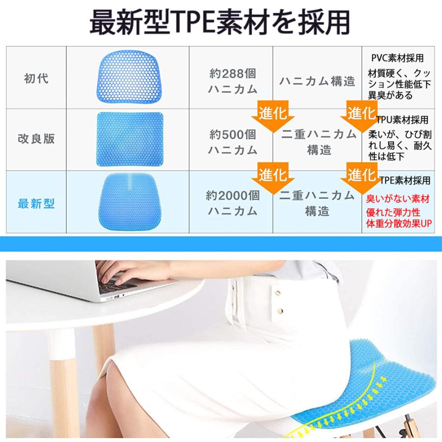 ジェルクッション 座布団 2枚 セット 最新モデル TPE素材 ゲル