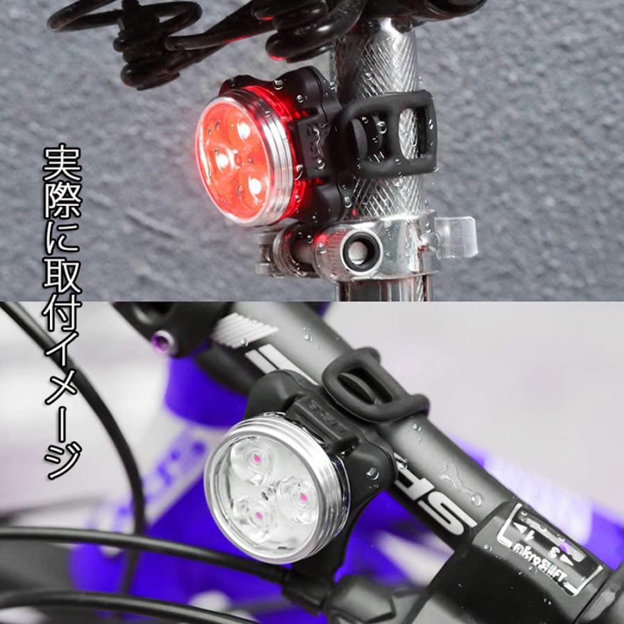 自転車ライトセット LED ヘッドライト テールランプ リアライト USB充電式 IPX4防水 ４モード点灯 工具不要取り付け 簡単取付 2個セット 行楽 送料無料｜sendaizuihouen-store｜07