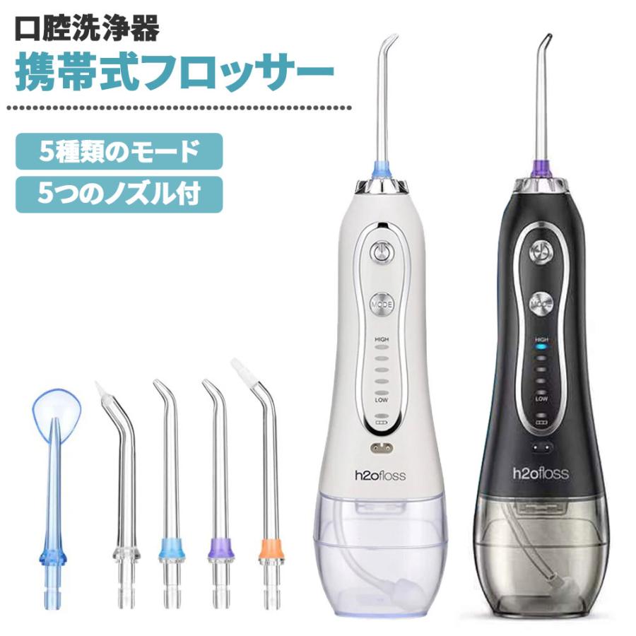 H2Oフロス 口腔洗浄器 ジェットウォッシャー 5つのノズル 5モード搭載