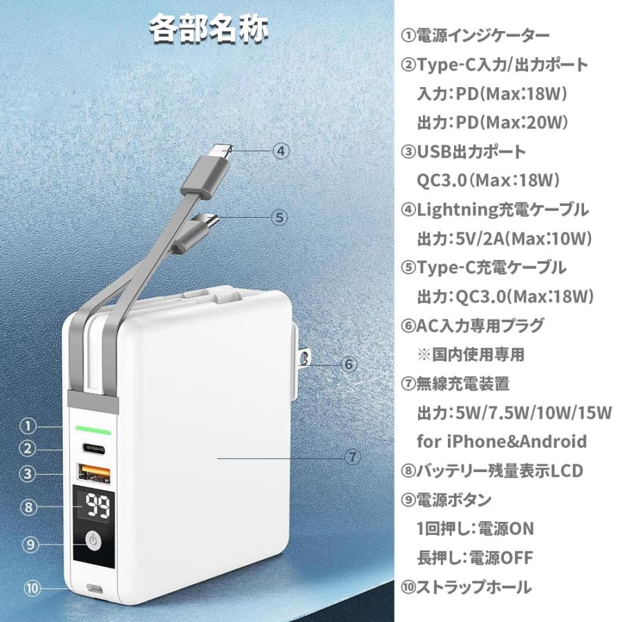 Life Ideas モバイルバッテリー 10000mAh コンセント一体型 5台 Life Ideas モバイルバッテリー 10000mAh コンセント一体型 5台