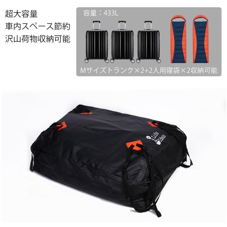 e-auto fun カーゴバッグ ルーフキャリアバッグ 433L 大容量 折り畳み