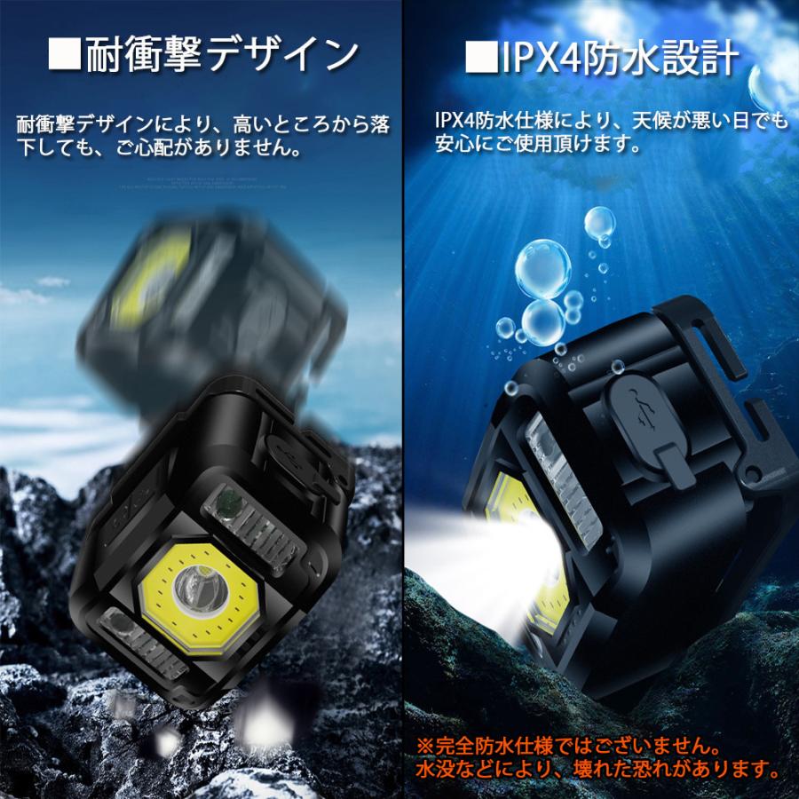 Life Ideas ヘッドライト 充電式 LED 充電池内蔵 センサーモード付 高