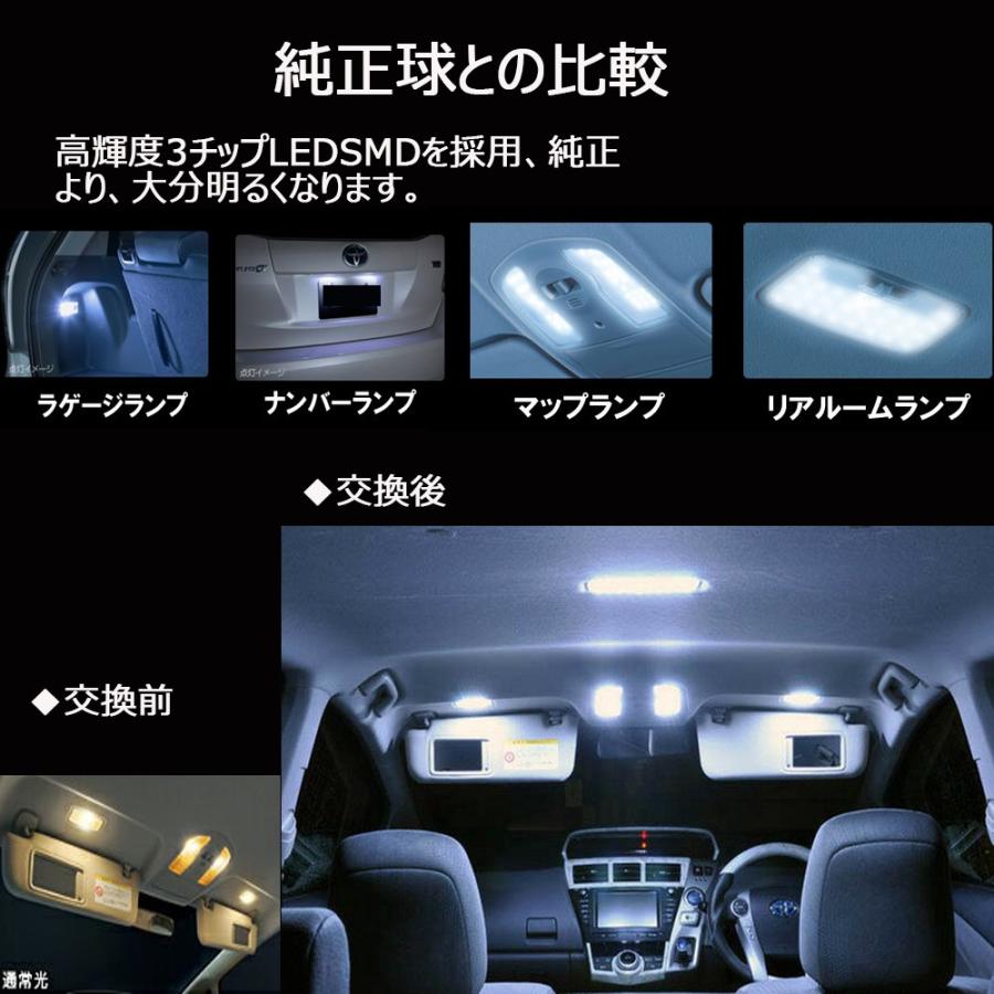 LEDルームランプ トヨタ プリウス 30系 プリウスα PHV35系他 ホワイト 専用設計 16段調光 リモコン付き 157発 7点セット 送料無料｜sendaizuihouen-store｜03