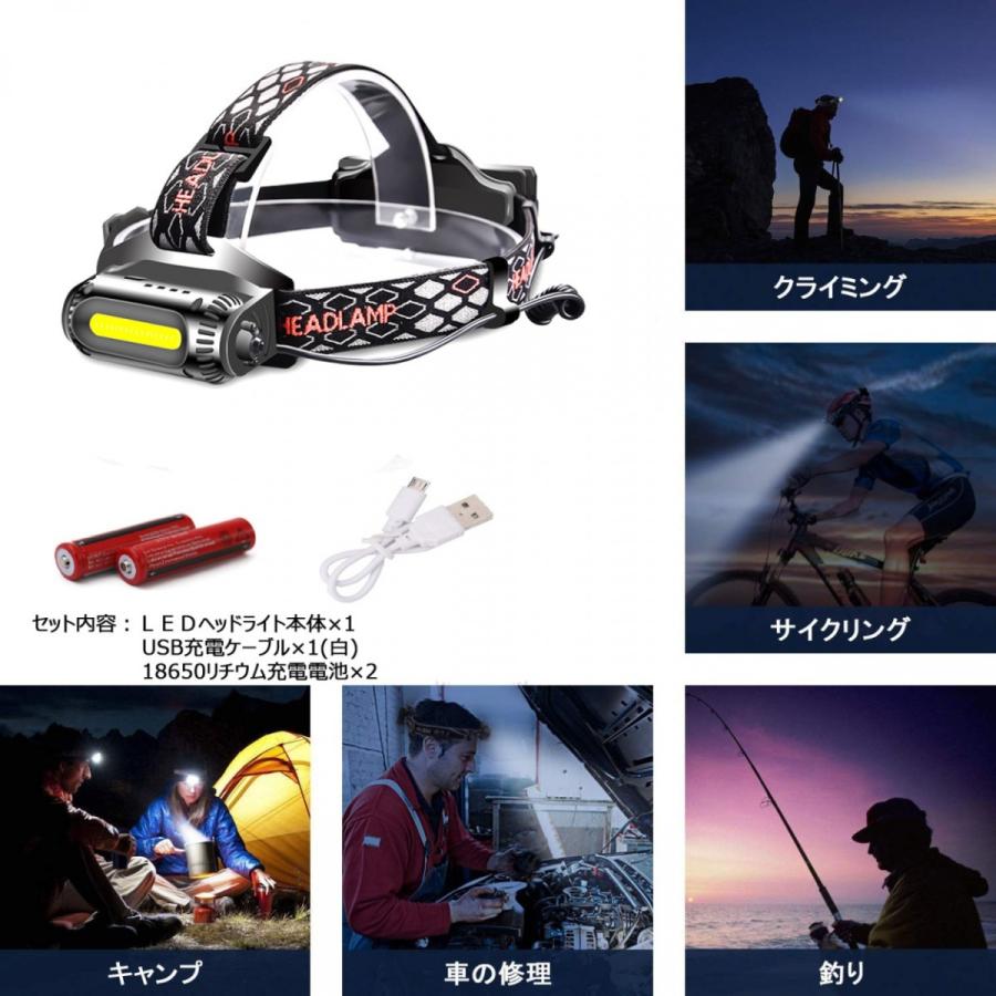 LEDヘッドランプ 充電式ライト リチウム充電池付属 8000ルーメン 8