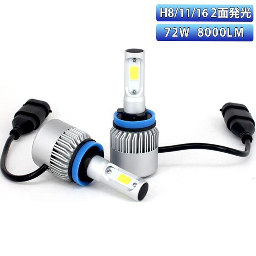 LEDヘッドライト フォグランプ H8 期間限定特別価格 新品未使用 H11 H16 12V 72W 6500K 8000ルーメン COBチップ ホワイト 30日保証 2本セット