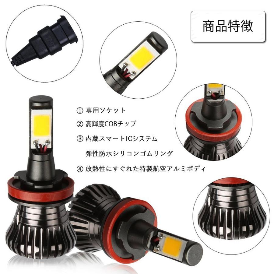 LEDフォグランプ H3 H8/H11/H16(国産車) HB3 COBチップ搭載 DC12V 2800ルーメン 30W イエロー ホワイト 単色タイプ/2色切替タイプ選択可 2本セット 送料無料｜sendaizuihouen-store｜02