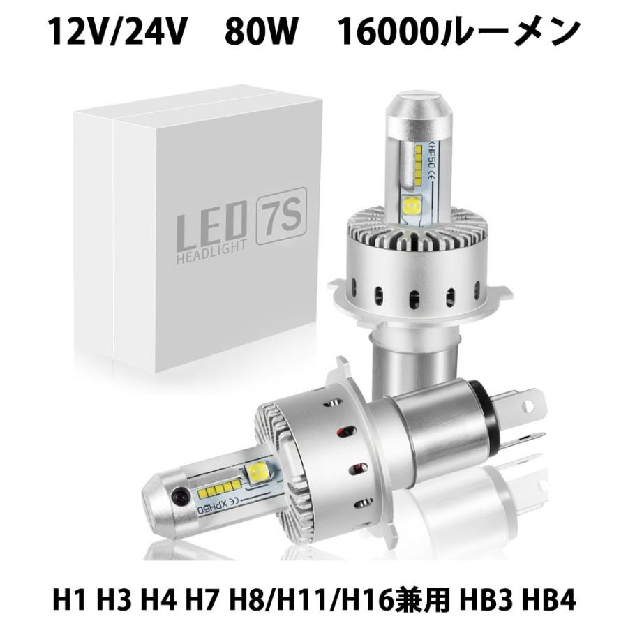 LEDヘッドライト 7S フォグランプ H4 H1 H3 H7 H8/H11/H16 HB3 HB4 16000ルーメン 80W DC12V/24V 6000K ホワイト 新車検対応 CREE製 XHP50 2本セット 送料無料｜sendaizuihouen-store