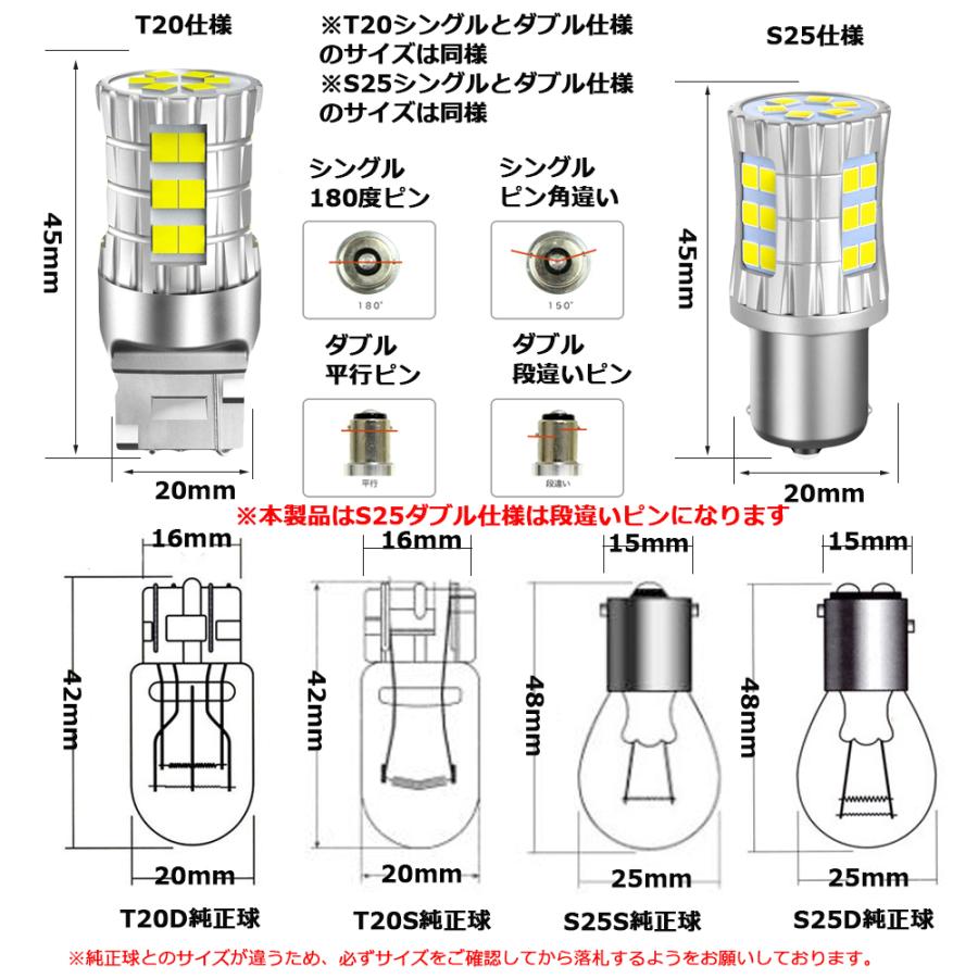 LEDバックランプ  T20 S25  無極性  30連 ホワイト6000K 2400LM 12V専用 2個セット 特売セール 送料無料[M便 0/1]｜sendaizuihouen-store｜08