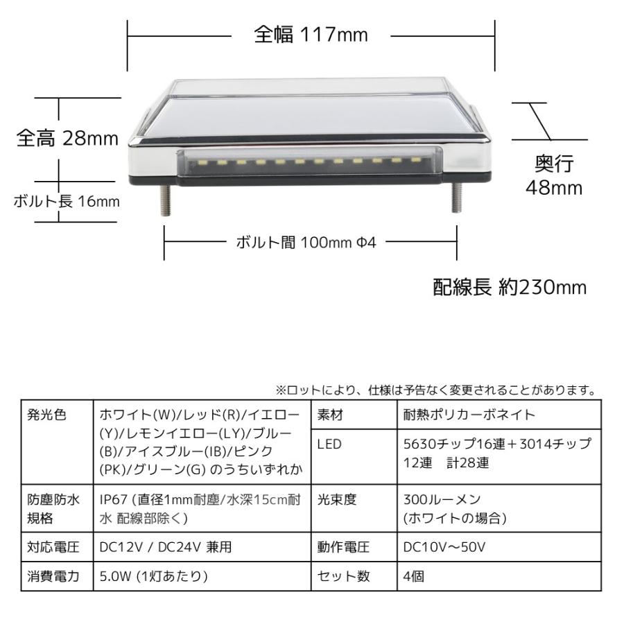 e-auto fun LEDサイドランプ マーカーライト 角型 DC12V/24V兼用