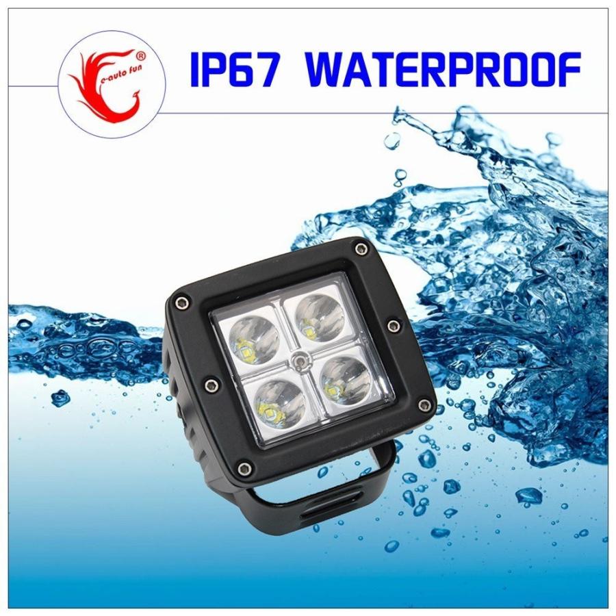 IPF ワークライト LED作業灯 2個セット e-auto fun LEDワークライト 作業灯 12W 広角タイプ 6000K IP67防水