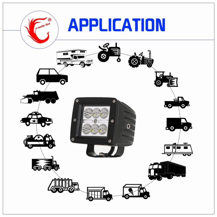 e-auto fun LEDワークライト 作業灯 18W 広角タイプ 6000K CREE製10