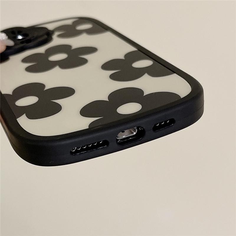 iPhone ケース カバー 11 12 13 レディース 黒花 花柄 TPU 耐衝撃 大人