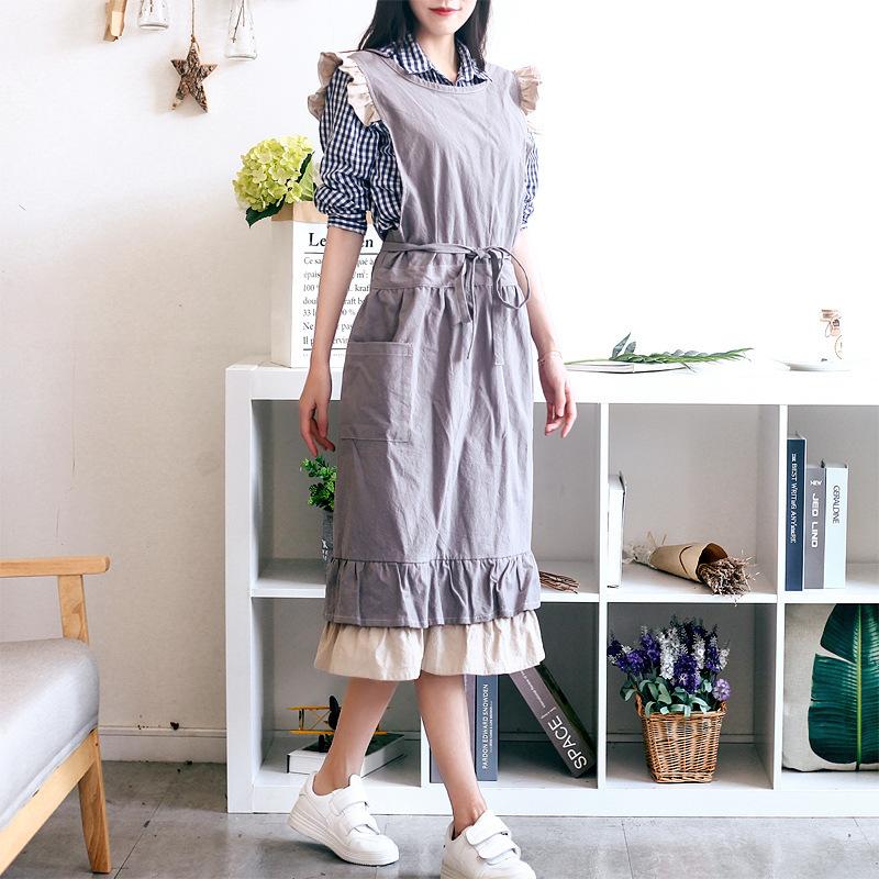 エプロン コットン リネン ワンピース おしゃれ 可愛い