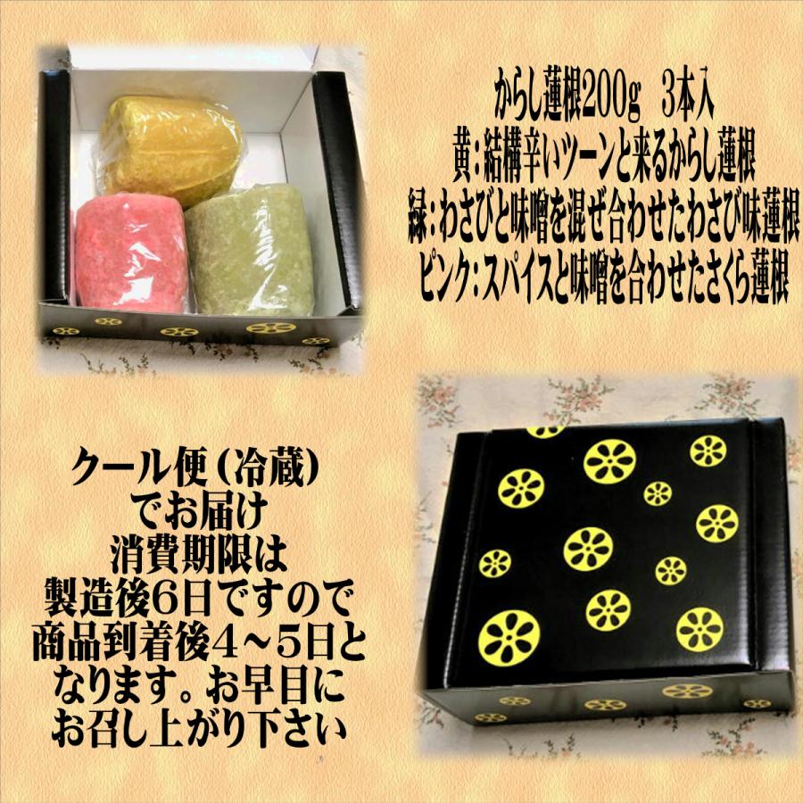 3色からし蓮根 約200g× 3本 【熊本名物 辛子蓮根 お土産 お取り寄せ