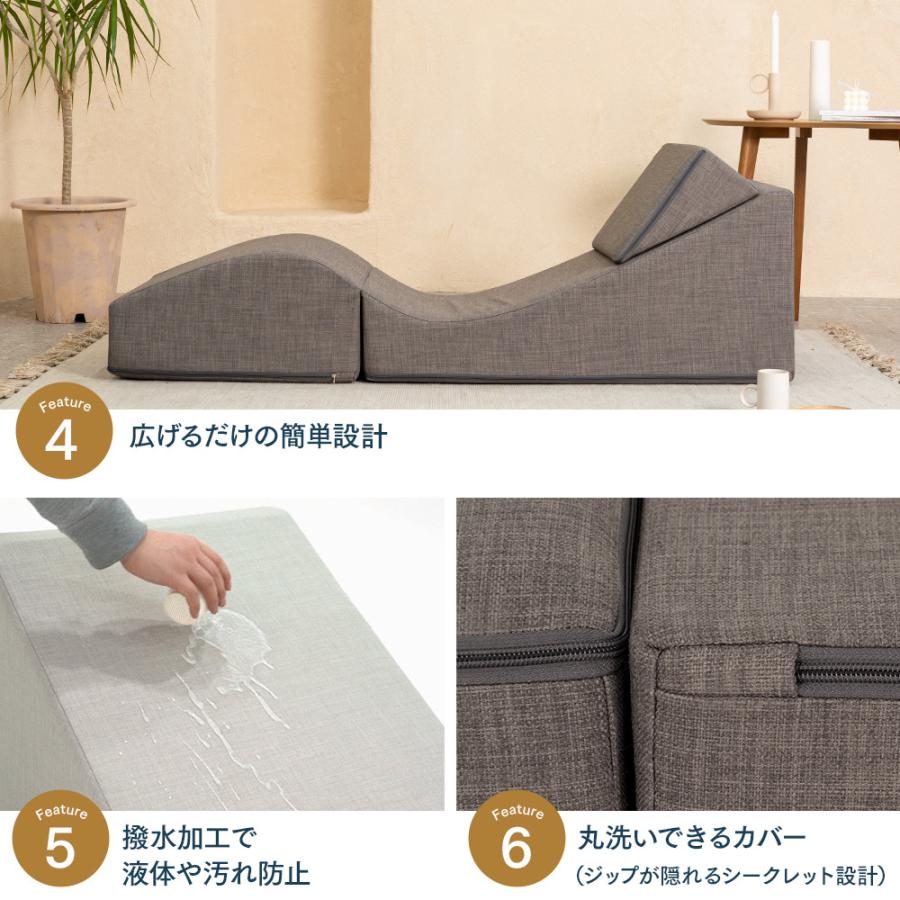 ALZIPシングルソファWAVY 折りたたみソファ スイカ1個分の軽さ】シングルソファ 3way 撥水 一人暮らし 組み立て