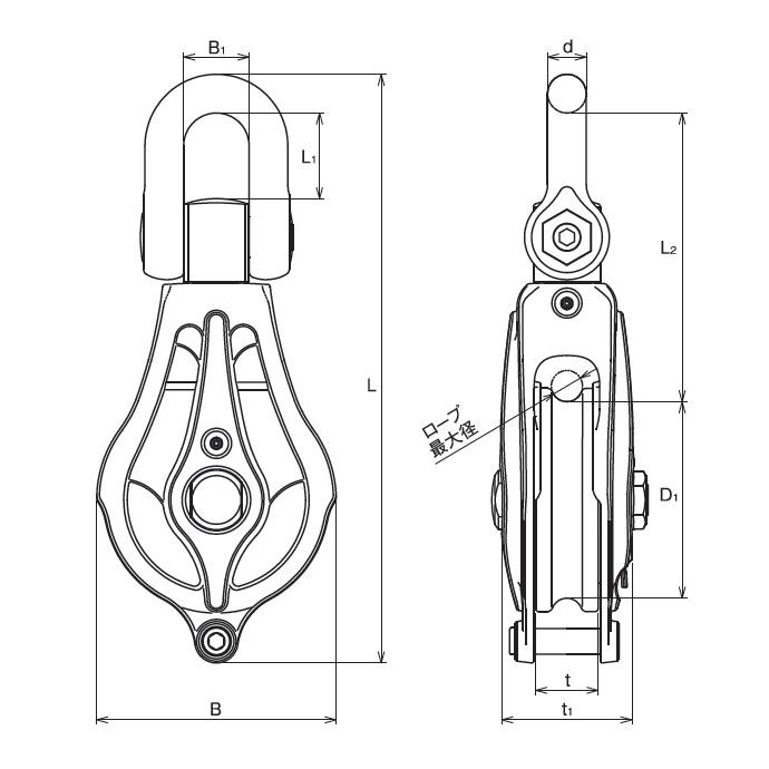 AK1886 浅野金属工業 強力ブロックPB-2型(ベアリング入) ステンレス滑車 ステンレス金具  滑車 ASANOの画像