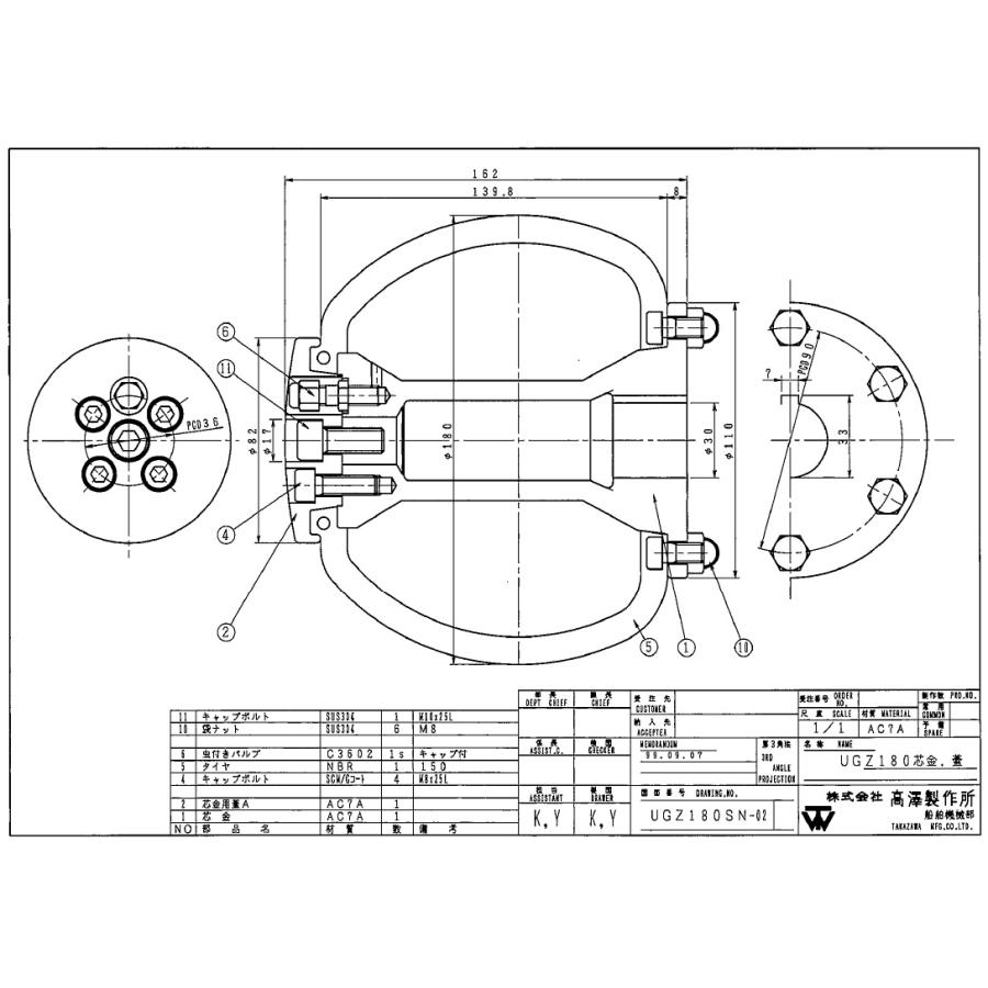 UGZ-180 ユニローラー用タイヤ BT-180 高澤製作所 ボールローラー