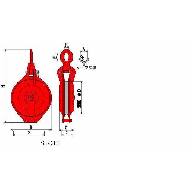 オタフク滑車 オーフ式首廻り SBO型 1車 SBO5F（車径：125mm・使用