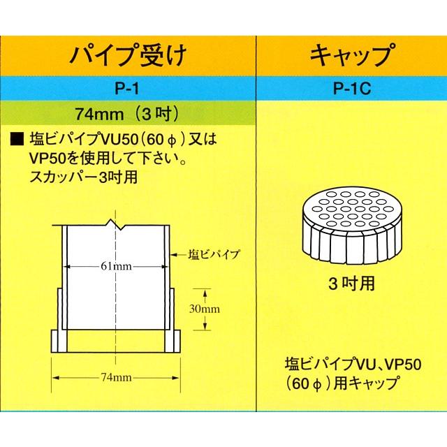 イケダ式 パイプ受け P-1 （塩ビ スカッパー） 【イケダ商会