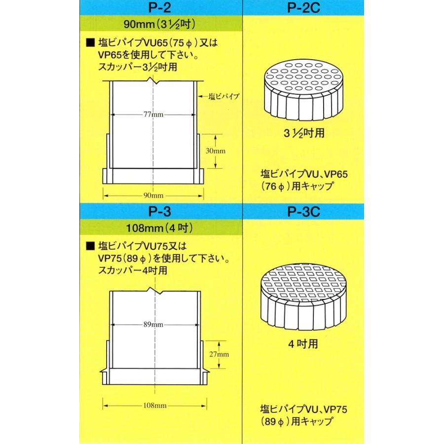 イケダ式 パイプキャップ P-2C （塩ビ スカッパー） 【イケダ商会】｜senguya｜04