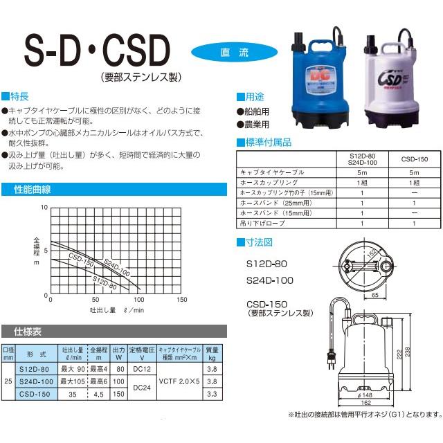寺田ポンプ テラダポンプ - 水中ポンプ S24D-100 24V : せんぐ屋