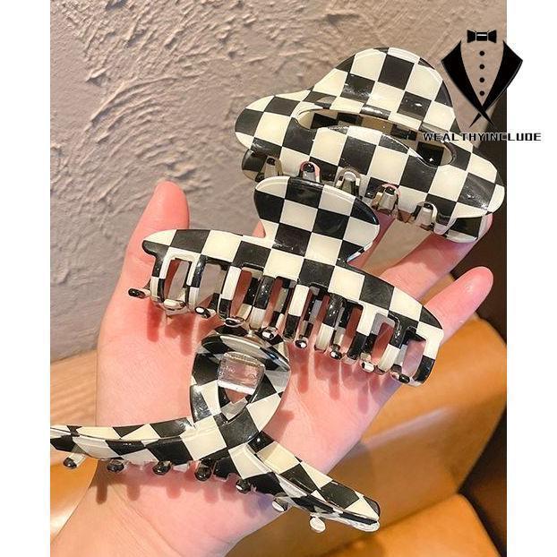 ぽぴー様　チェック柄　ヘアクリップ　バンス　バンズクリップ　ヘアアクセサリー ヘアクリップ バンスクリップ ヘアアクセサリー レディース 市松模様