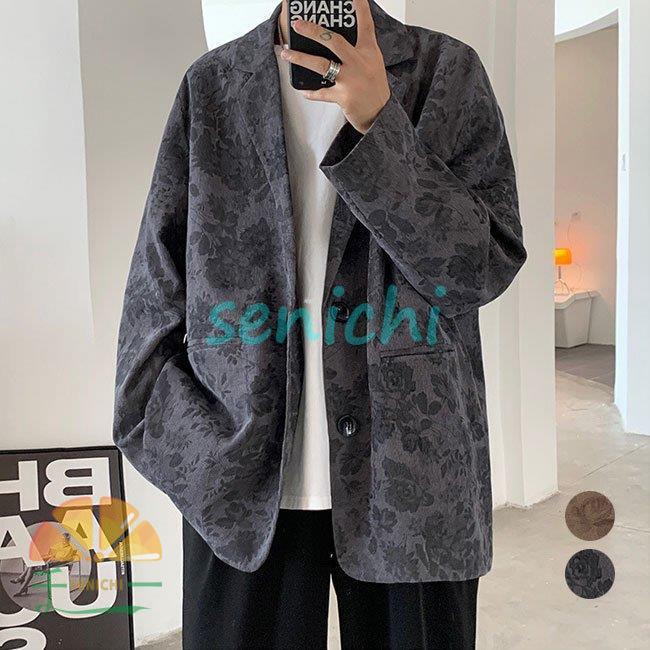 ジャケット メンズ ブレザー スーツジャケット カジュアルスーツ コート トップス アウター メンズファッション 春 秋 冬 カジュアル フラワー 柄