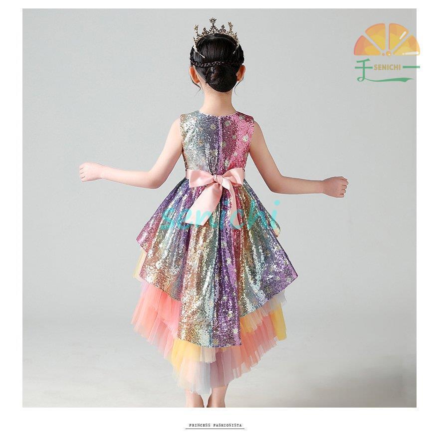 子供ドレス 女の子 フォマールドレス ピアノ 発表会 結婚式 演奏会 スパンコール 上品 エレガント 2種類裾 ノースリーブ キッズ パーティードレス | ブランド登録なし | 07