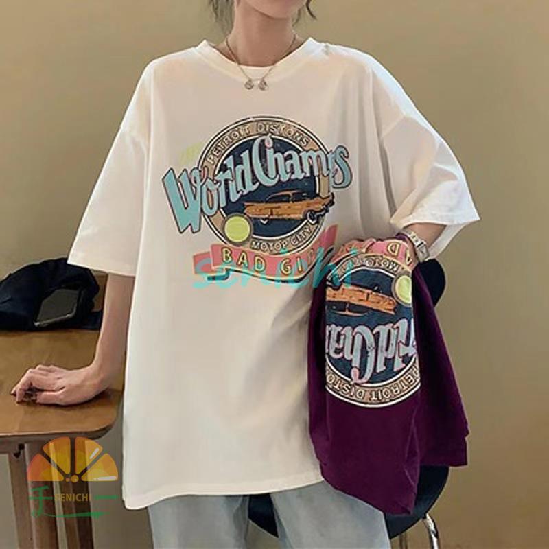 Tシャツ レディース 半袖 トップス ゆるtシャツ 丸首 大きいサイズ プルオーバー カジュアル 着痩せ 上着 夏 可愛い ペアルック カップル Dora0425 Sum 千一 通販 Yahoo ショッピング