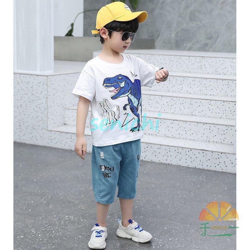 子供服セットアップ キッズ 男の子 夏 2点セット 上下セット 半袖 恐竜
