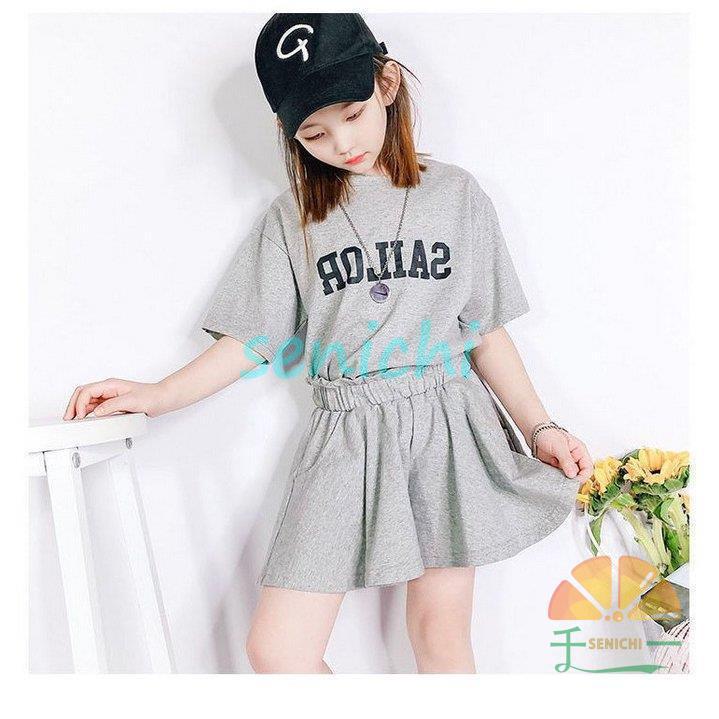 子供服 セットアップ 夏 女の子 Tシャツ ショットパンツ 夏服 英字