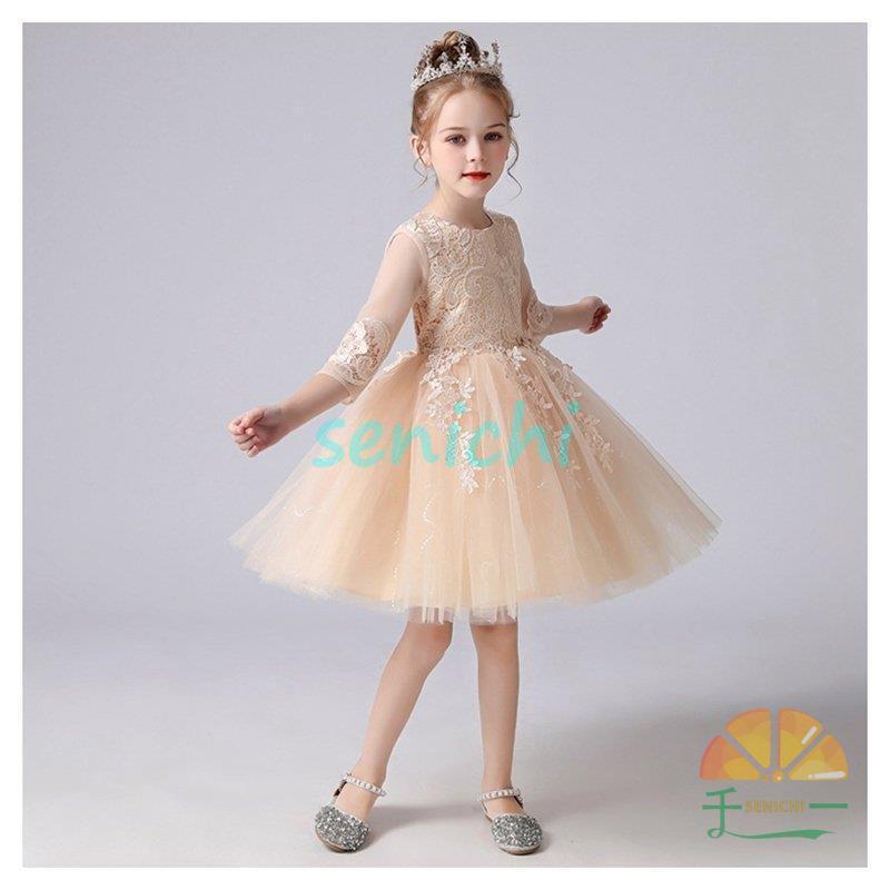 子供ドレス 発表会 キッズドレス 子供 ドレス 女の子 フォーマル発表会 結婚式 ピアノ ワンピース 子ども ドレス 子供服 ドレス チュール袖 半袖 膝丈 リボン 刺 | ブランド登録なし | 12