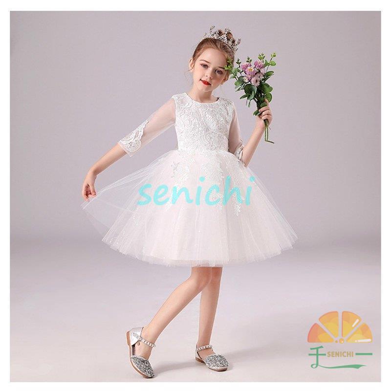 子供ドレス 発表会 キッズドレス 子供 ドレス 女の子 フォーマル発表会 結婚式 ピアノ ワンピース 子ども ドレス 子供服 ドレス チュール袖 半袖 膝丈 リボン 刺 | ブランド登録なし | 09