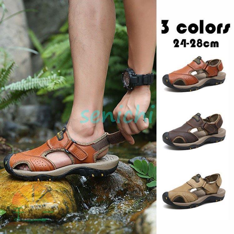 サンダル メンズ スポーツサンダル 本革 牛革 アウトドアサンダル メンズサンダル スニーカー メンズサンダル 通気性 軽量 靴 疲れない 履きやすい 痛くない 3色 Dora0922 Shoe984 千一 通販 Yahoo ショッピング