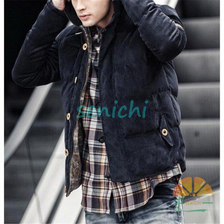 ダウンジャケット メンズ ジャンパー 中綿コート 厚手フード付き3色