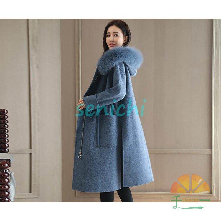 チェスターコート レディース ロングコート 秋冬 ファー付き ウール