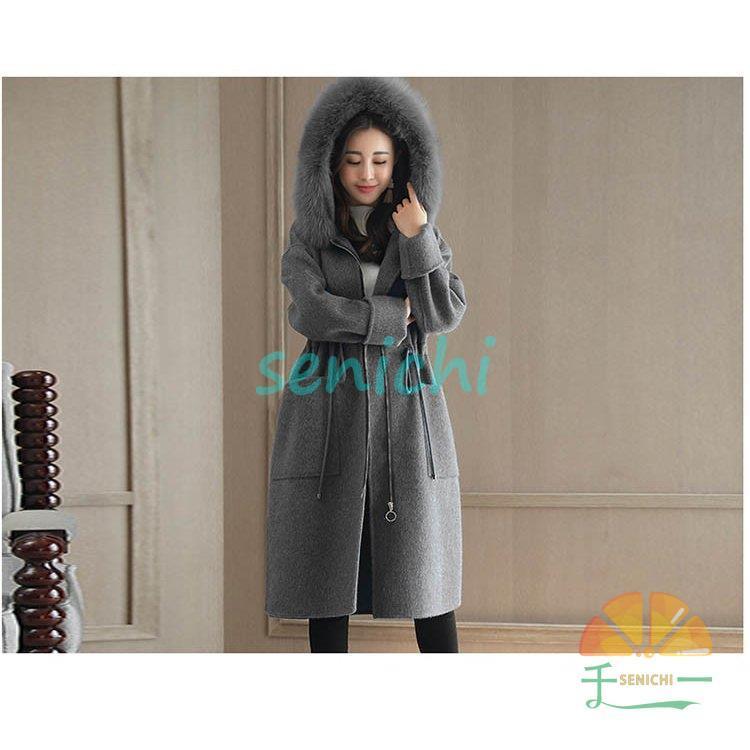 チェスターコート レディース ロングコート 秋冬 ファー付き ウール