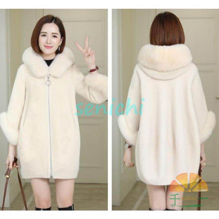 ムートンコート レディース ファーコート フェイクムートン ミディアム
