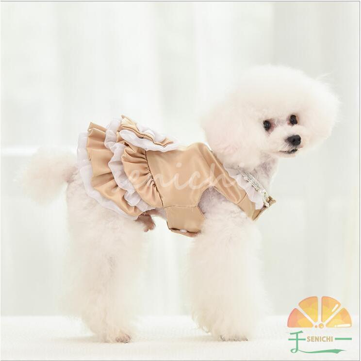 犬服 ペット服 ワンピース ドレス風ハーネス 春 夏 秋 おしゃれ ドレス