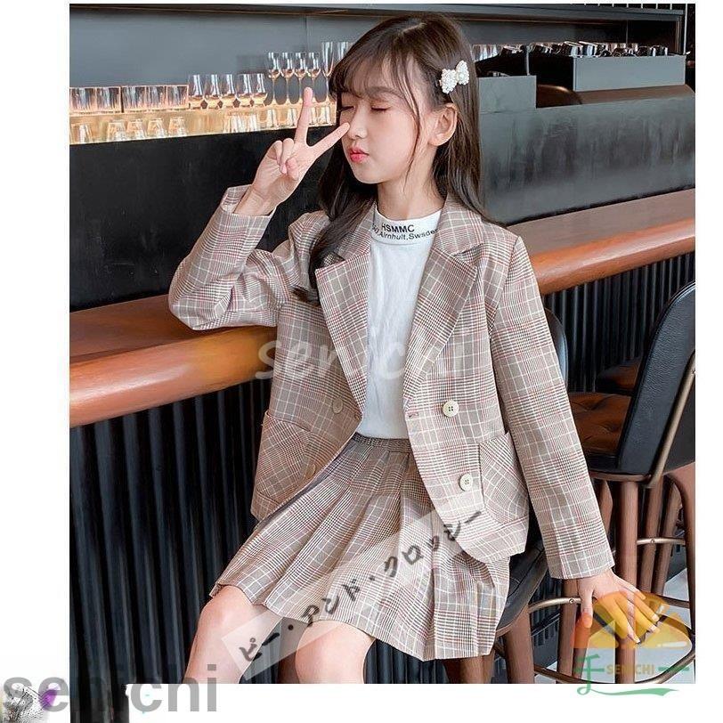 子供服 卒業式 女子 スーツ ジャケット 2点セット 卒服 女の子 チェック柄 プリーツスカート スクール 制服 発表会 七五三 110 140 170cm セットアップ 半袖 Dora1012 Kid938 千一 通販 Yahoo ショッピング